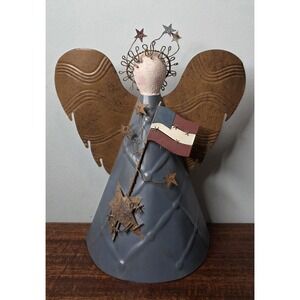 Vintage Metal 11 Tall Patriotic USA Flag Angel Wall
